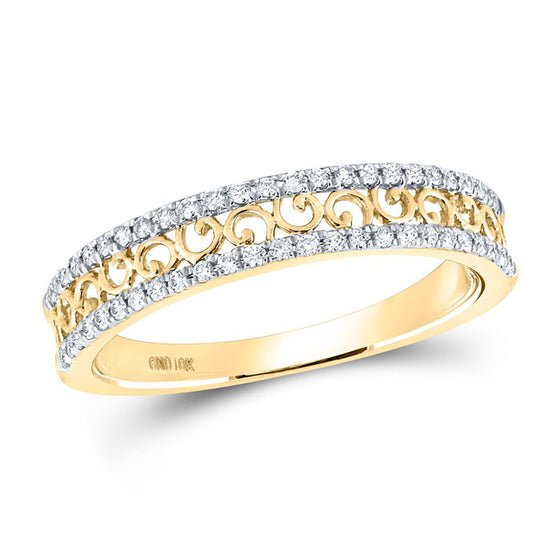 10k Yellow Gold Womens Round Diamond Band Ring 1/5 Cttw