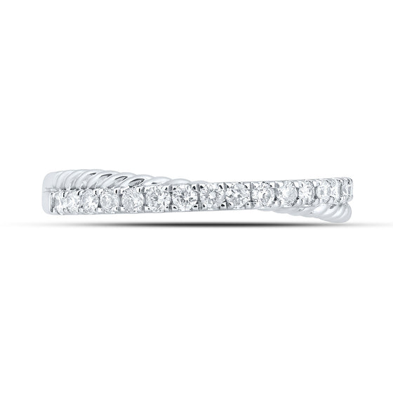 10k White Gold Womens Round Diamond Stackable Band Ring 1/4 Cttw