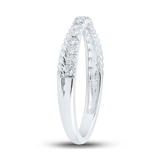 10k White Gold Womens Round Diamond Stackable Band Ring 1/4 Cttw
