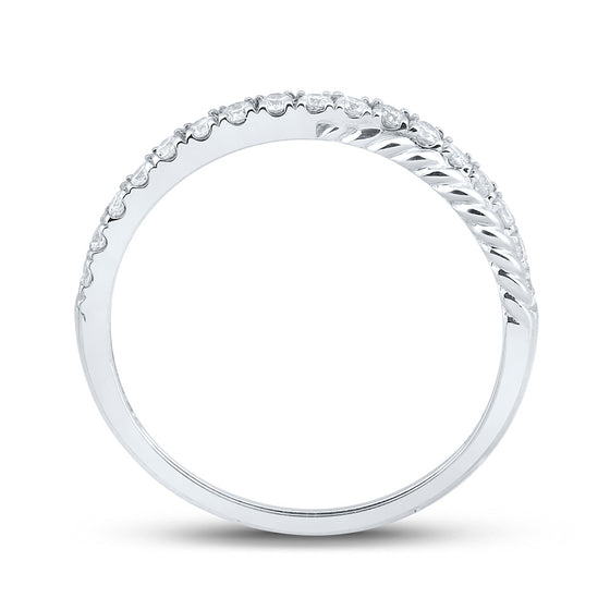 10k White Gold Womens Round Diamond Stackable Band Ring 1/4 Cttw