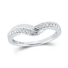  10k White Gold Womens Round Diamond Stackable Band Ring 1/6 Cttw