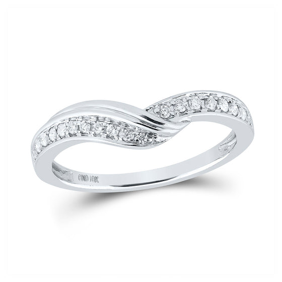 10k White Gold Womens Round Diamond Stackable Band Ring 1/6 Cttw