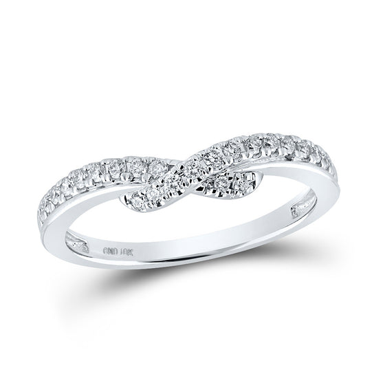 10k White Gold Womens Round Diamond Stackable Band Ring 1/4 Cttw