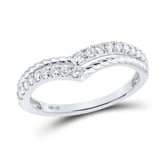 10k White Gold Womens Round Diamond Stackable Band Ring 1/4 Cttw