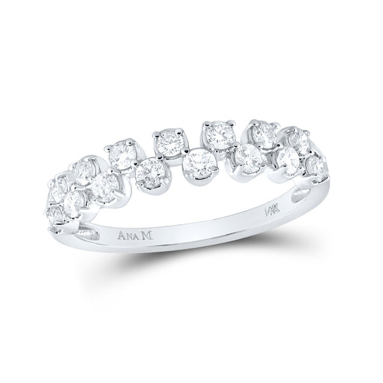 14k White Gold Womens Round Diamond Stackable Band Ring 1/2 Cttw