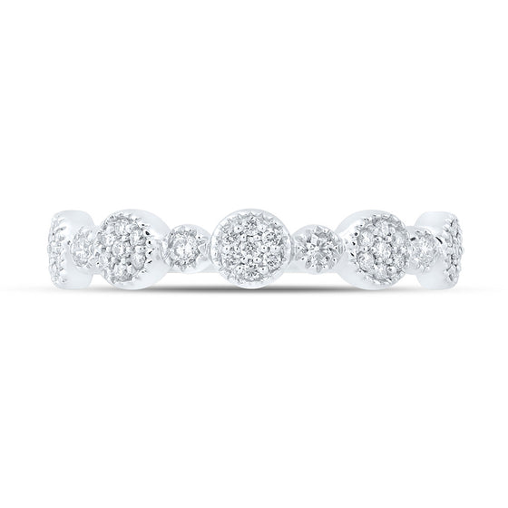 10k White Gold Womens Round Diamond Stackable Band Ring 1/5 Cttw