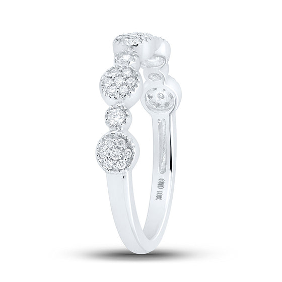 10k White Gold Womens Round Diamond Stackable Band Ring 1/5 Cttw