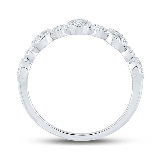 10k White Gold Womens Round Diamond Stackable Band Ring 1/5 Cttw