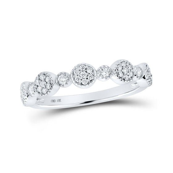 10k White Gold Womens Round Diamond Stackable Band Ring 1/5 Cttw