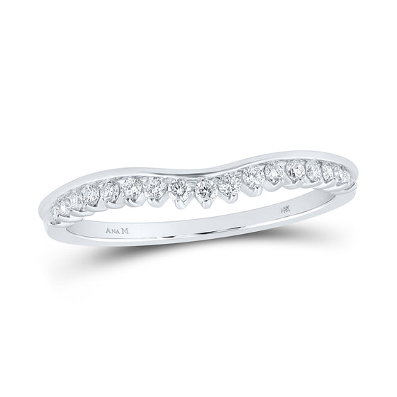 14k White Gold Womens Round Diamond Stackable Band Ring 1/5 Cttw