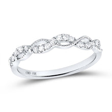  10k White Gold Womens Round Diamond Twist Stackable Band Ring 1/5 Cttw