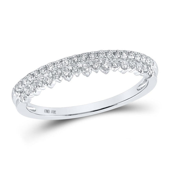 10k White Gold Womens Round Diamond Stackable Band Ring 1/4 Cttw
