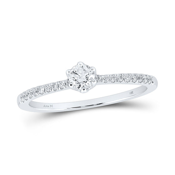 14k White Gold Round Diamond Solitaire Bridal Wedding Engagement Ring 1/3 Cttw