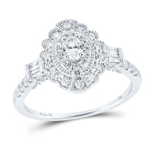  14k White Gold Oval Diamond Halo Solitaire Bridal Wedding Engagement Ring 5/8 Cttw