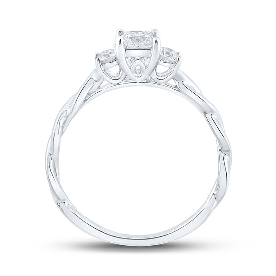 14k White Gold Princess Diamond 3-stone Bridal Wedding Engagement Ring 1/2 Cttw