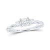 14k White Gold Princess Diamond 3-stone Bridal Wedding Engagement Ring 1/2 Cttw