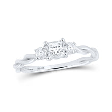  14k White Gold Princess Diamond 3-stone Bridal Wedding Engagement Ring 1/2 Cttw