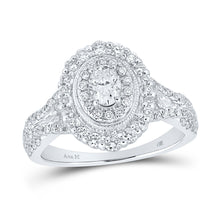  14k White Gold Oval Diamond Halo Bridal Wedding Engagement Ring 1 Cttw