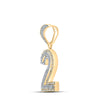 10k Two-tone Gold Mens Round Diamond Number 2 Charm Pendant 3/4 Cttw