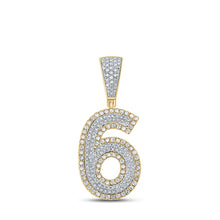  10k Two-tone Gold Mens Round Diamond Number 6 Charm Pendant 3/4 Cttw