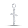 10k White Gold Womens Round Diamond Cross Pendant 1/4 Cttw