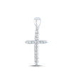 10k White Gold Womens Round Diamond Cross Pendant 1/2 Cttw