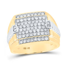  10k Two-tone Gold Mens Round Diamond Square Ring 1 Cttw