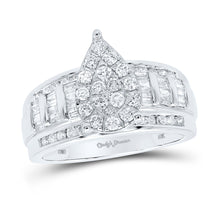  10k White Gold Round Diamond Cluster Bridal Wedding Engagement Ring 1 Cttw
