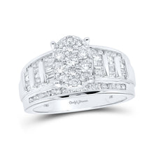  10k White Gold Round Diamond Oval Cluster Bridal Wedding Engagement Ring 1 Cttw