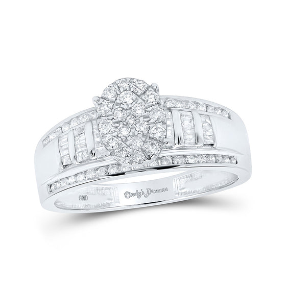 10k White Gold Round Diamond Oval Bridal Wedding Engagement Ring 1/2 Cttw