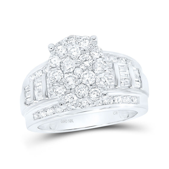 10k White Gold Round Diamond Oval Bridal Wedding Engagement Ring 2 Cttw