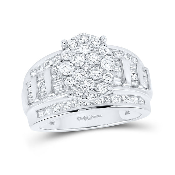 10k White Gold Round Diamond Oval Bridal Wedding Engagement Ring 1-1/2 Cttw