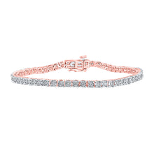  10k Rose Gold Womens Round Diamond Tennis Bracelet 1 Cttw
