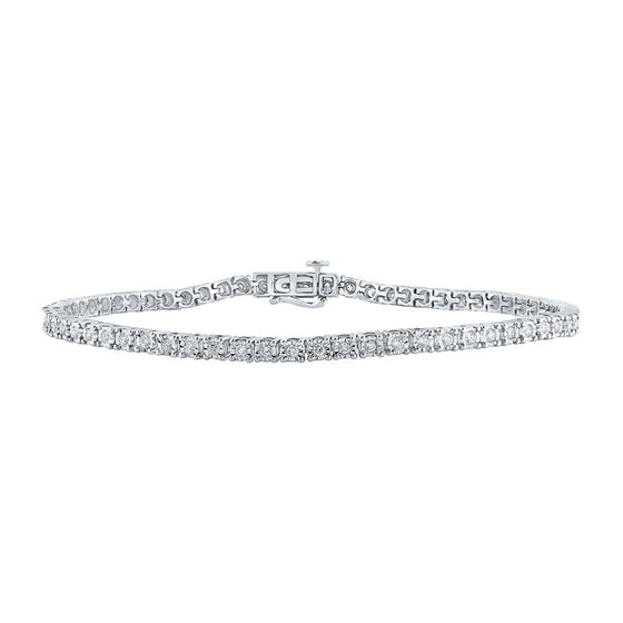 10k White Gold Mens Round Diamond Link Bracelet 1-1/3 Cttw