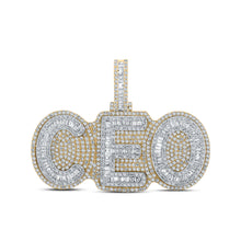  10k Two-tone Gold Mens Baguette Diamond CEO Charm Pendant 5 Cttw