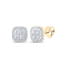  14k Yellow Gold Womens Round Diamond Square Earrings 1-1/2 Cttw