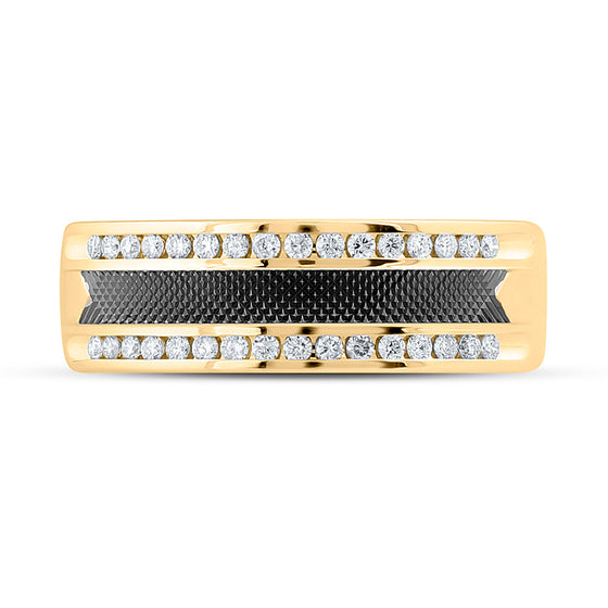14k Yellow Gold Mens Round Diamond Wedding Band Ring 1/3 Cttw