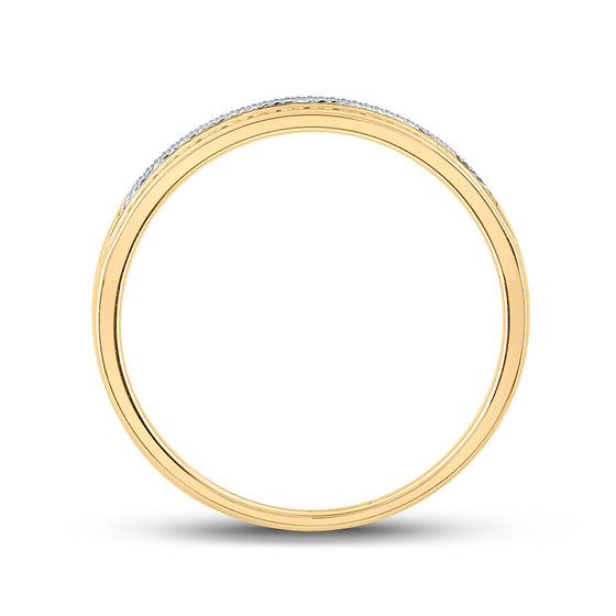 14k Yellow Gold Mens Round Diamond Wedding Band Ring 1/3 Cttw