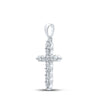 10k White Gold Womens Round Diamond Cross Pendant 1/2 Cttw