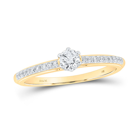 14k Yellow Gold Round Diamond Solitaire Bridal Wedding Engagement Ring 1/3 Cttw