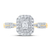 14k Yellow Gold Womens Emerald Diamond Halo Ring 1/2 Cttw