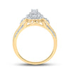 14k Yellow Gold Womens Emerald Diamond Halo Ring 1/2 Cttw