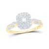 14k Yellow Gold Womens Emerald Diamond Halo Ring 1/2 Cttw