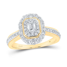  14k Yellow Gold Emerald Diamond Halo Bridal Wedding Engagement Ring 5/8 Cttw