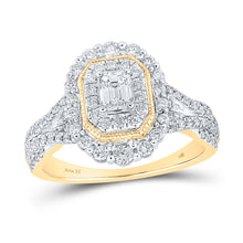  14k Yellow Gold Emerald Diamond Halo Bridal Wedding Engagement Ring 1 Cttw