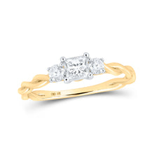  14k Yellow Gold Princess Diamond 3-stone Bridal Wedding Engagement Ring 1/2 Cttw