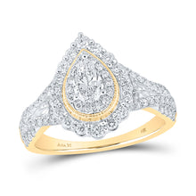  14k Yellow Gold Pear Diamond Halo Bridal Wedding Engagement Ring 1 Cttw