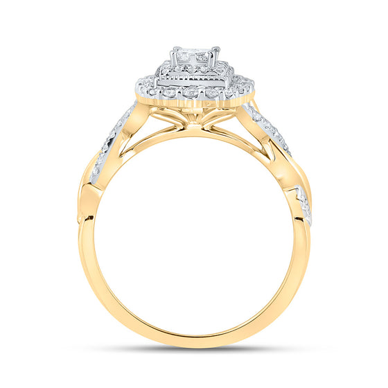 14k Yellow Gold Womens Princess Diamond Fashion Ring 3/8 Cttw