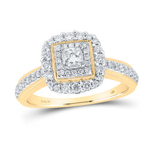  14k Yellow Gold Princess Diamond Halo Bridal Wedding Engagement Ring 5/8 Cttw