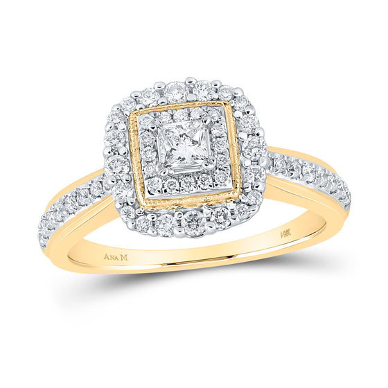 14k Yellow Gold Princess Diamond Halo Bridal Wedding Engagement Ring 5/8 Cttw
